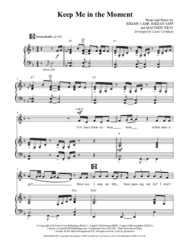 Keep Me In The Moment (Choral Anthem SATB) Anthem (SATB/Piano) (The Brooklyn Tabernacle Choir / Arr. Carol Cymbala / Orch. Chris McDonald)
