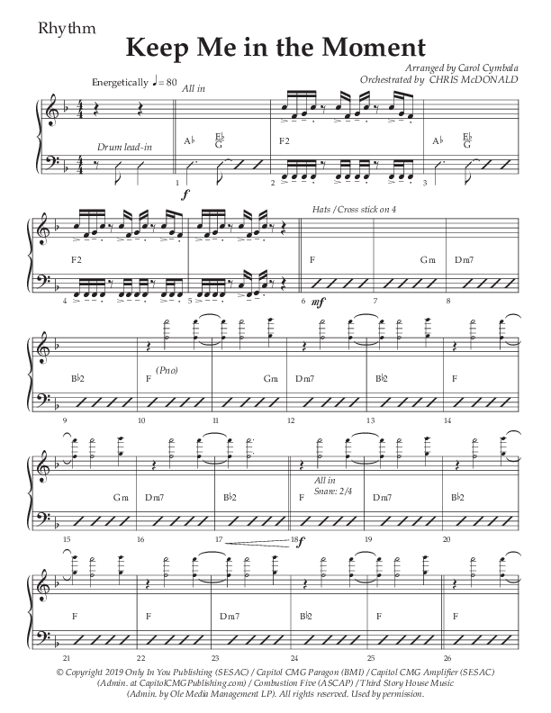 Keep Me In The Moment (Choral Anthem SATB) Rhythm Chart (The Brooklyn Tabernacle Choir / Arr. Carol Cymbala / Orch. Chris McDonald)