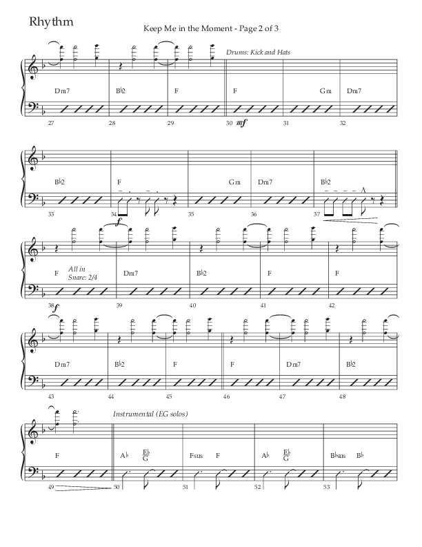 Keep Me In The Moment (Choral Anthem SATB) Rhythm Chart (The Brooklyn Tabernacle Choir / Arr. Carol Cymbala / Orch. Chris McDonald)