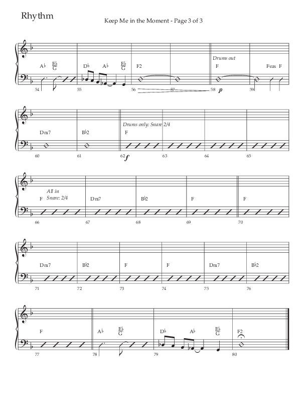 Keep Me In The Moment (Choral Anthem SATB) Rhythm Chart (The Brooklyn Tabernacle Choir / Arr. Carol Cymbala / Orch. Chris McDonald)