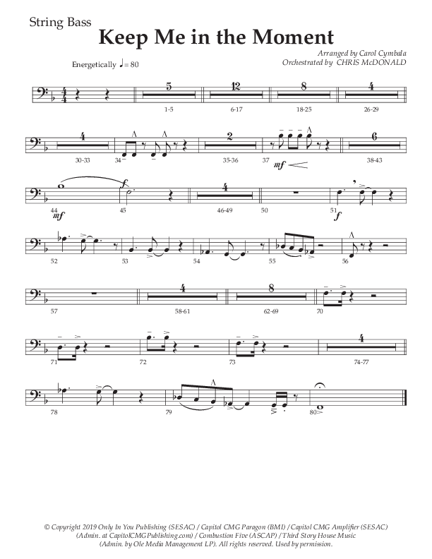 Keep Me In The Moment (Choral Anthem SATB) String Bass (The Brooklyn Tabernacle Choir / Arr. Carol Cymbala / Orch. Chris McDonald)