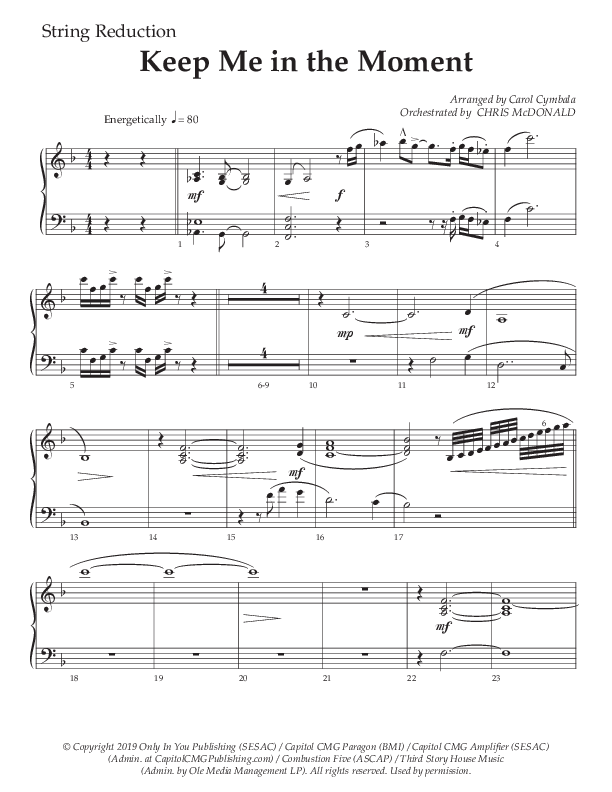 Keep Me In The Moment (Choral Anthem SATB) String Reduction (The Brooklyn Tabernacle Choir / Arr. Carol Cymbala / Orch. Chris McDonald)