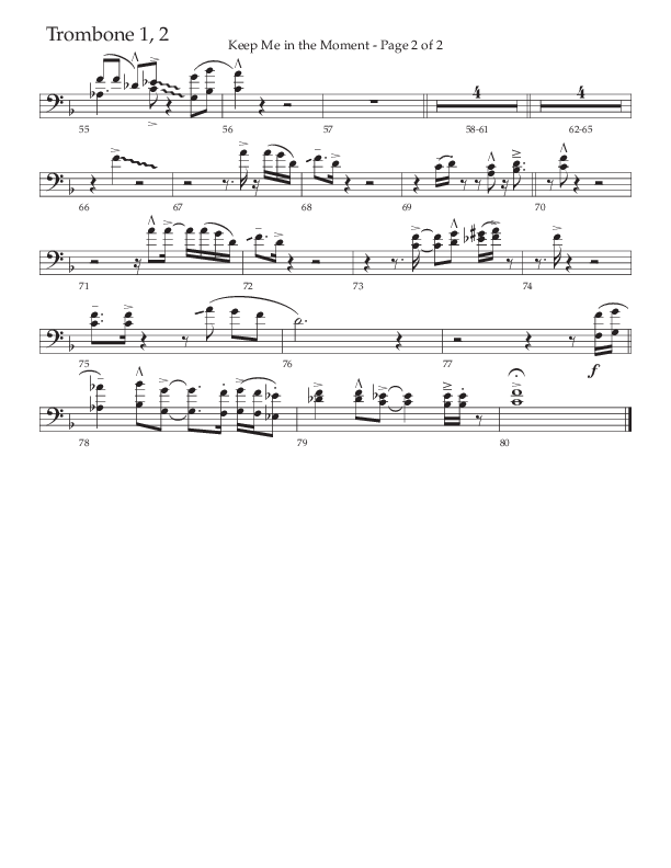Keep Me In The Moment (Choral Anthem SATB) Trombone 1/2 (The Brooklyn Tabernacle Choir / Arr. Carol Cymbala / Orch. Chris McDonald)
