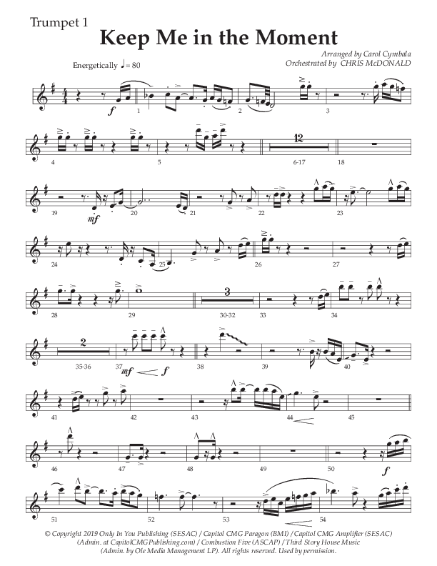 Keep Me In The Moment (Choral Anthem SATB) Trumpet 1 (The Brooklyn Tabernacle Choir / Arr. Carol Cymbala / Orch. Chris McDonald)
