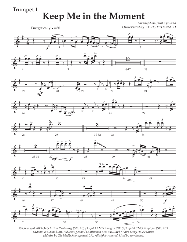 Keep Me In The Moment (Choral Anthem SATB) Trumpet 1 (The Brooklyn Tabernacle Choir / Arr. Carol Cymbala / Orch. Chris McDonald)