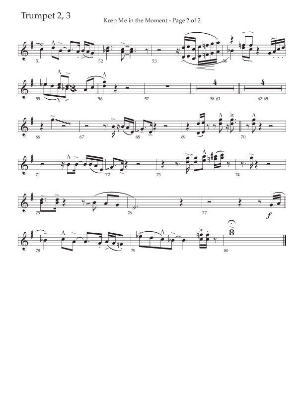 Keep Me In The Moment (Choral Anthem SATB) Trumpet 2/3 (The Brooklyn Tabernacle Choir / Arr. Carol Cymbala / Orch. Chris McDonald)