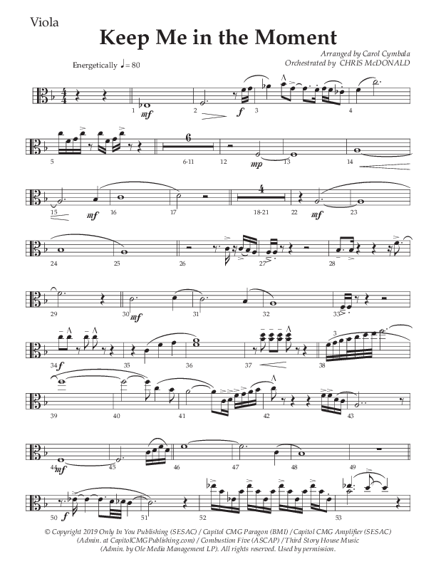 Keep Me In The Moment (Choral Anthem SATB) Viola (The Brooklyn Tabernacle Choir / Arr. Carol Cymbala / Orch. Chris McDonald)