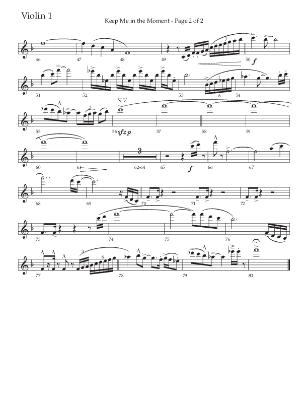 Keep Me In The Moment (Choral Anthem SATB) Violin 1 (The Brooklyn Tabernacle Choir / Arr. Carol Cymbala / Orch. Chris McDonald)