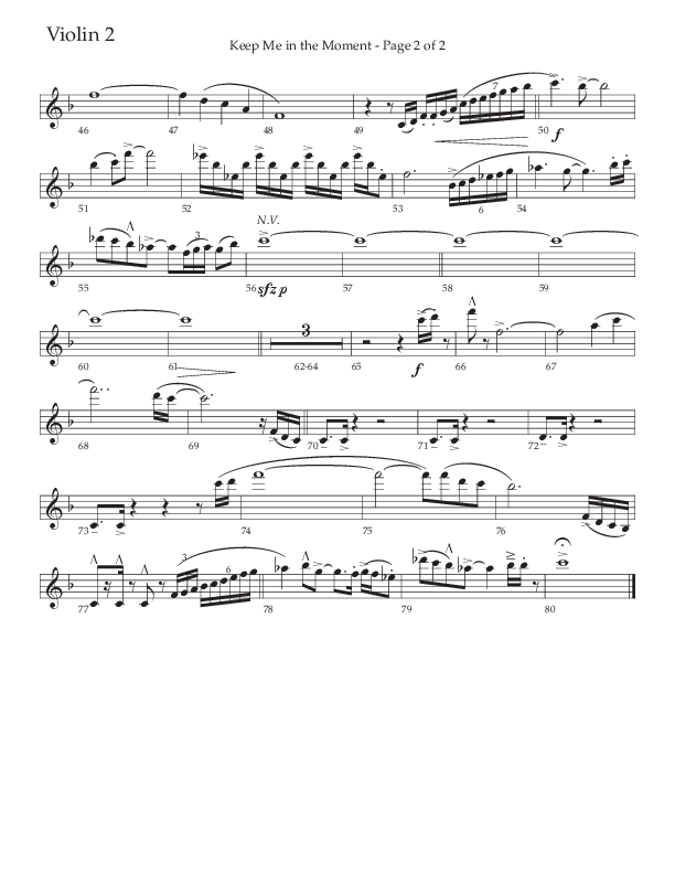 Keep Me In The Moment (Choral Anthem SATB) Violin 2 (The Brooklyn Tabernacle Choir / Arr. Carol Cymbala / Orch. Chris McDonald)