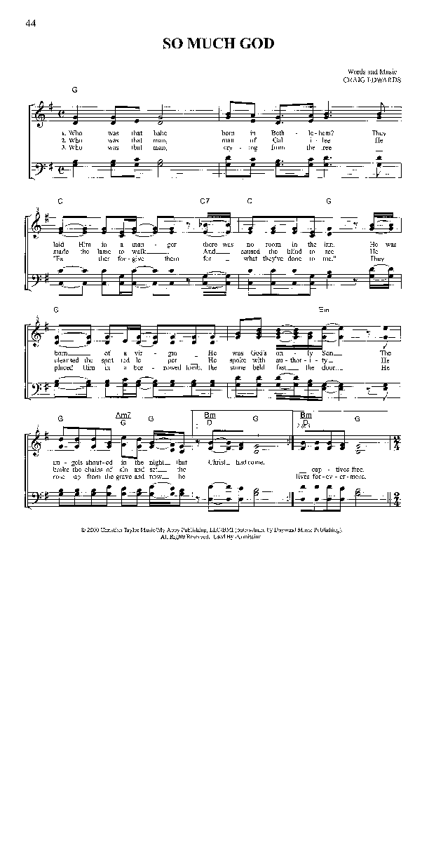 So Much God Lead Sheet (Greater Vision)