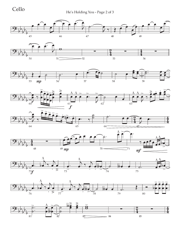 He’s Holding You (Choral Anthem SATB) Cello (The Brooklyn Tabernacle Choir / TaRanda Greene / Arr. Carol Cymbala / Orch. J. Daniel Smith)