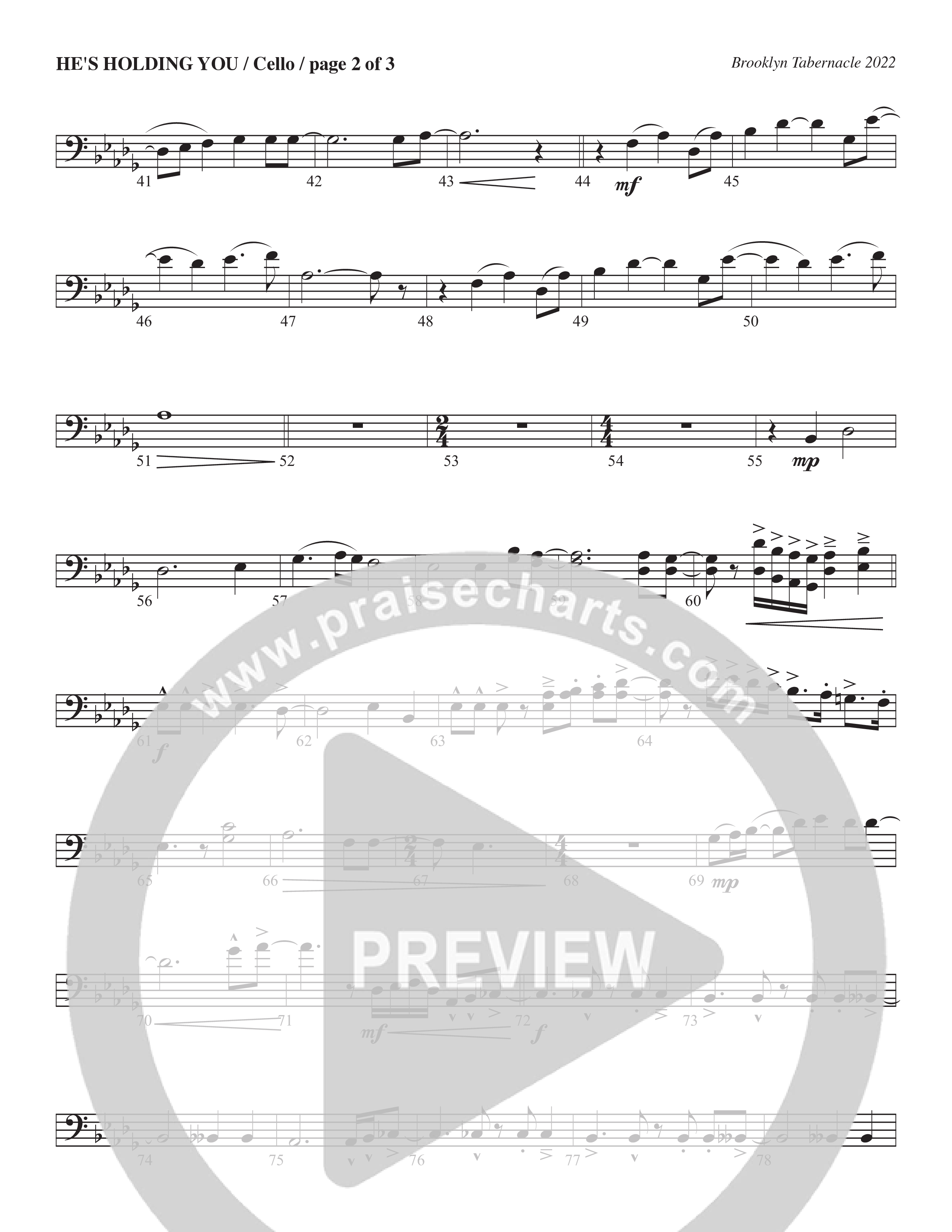 He’s Holding You (Choral Anthem SATB) Cello (The Brooklyn Tabernacle Choir / TaRanda Greene / Arr. Carol Cymbala / Orch. J. Daniel Smith)