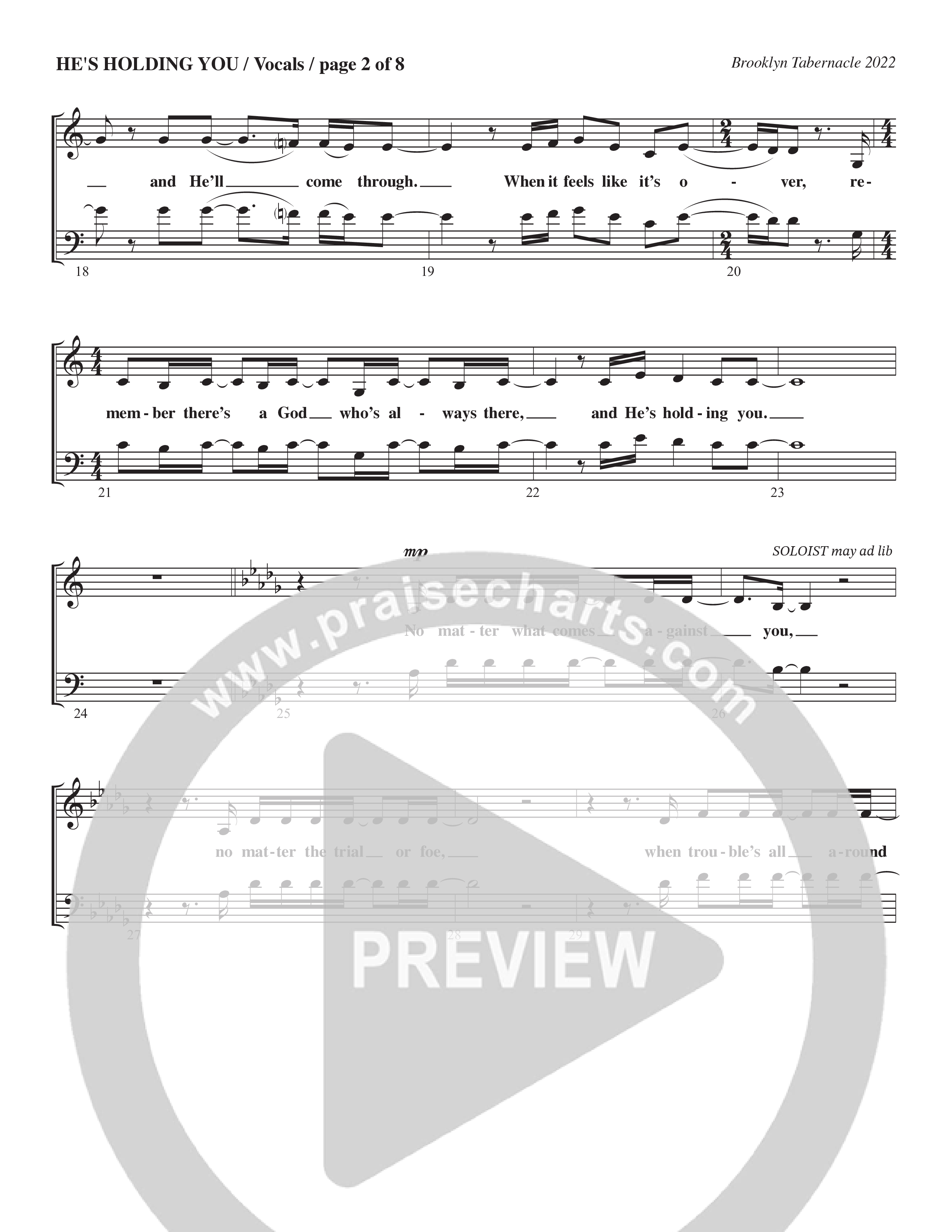 He’s Holding You (Choral Anthem SATB) Choir Sheet (SATB) (The Brooklyn Tabernacle Choir / TaRanda Greene / Arr. Carol Cymbala / Orch. J. Daniel Smith)