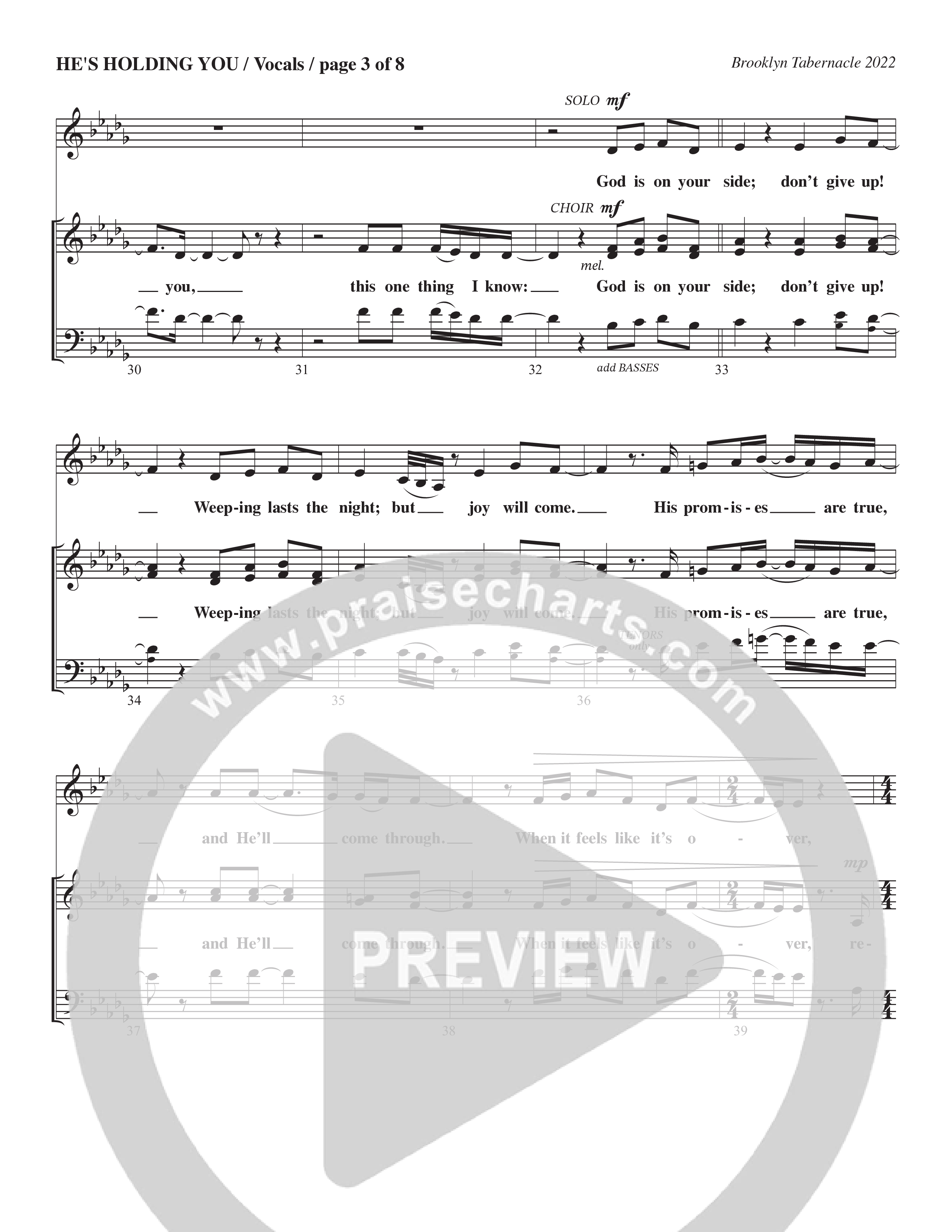 He’s Holding You (Choral Anthem SATB) Choir Sheet (SATB) (The Brooklyn Tabernacle Choir / TaRanda Greene / Arr. Carol Cymbala / Orch. J. Daniel Smith)