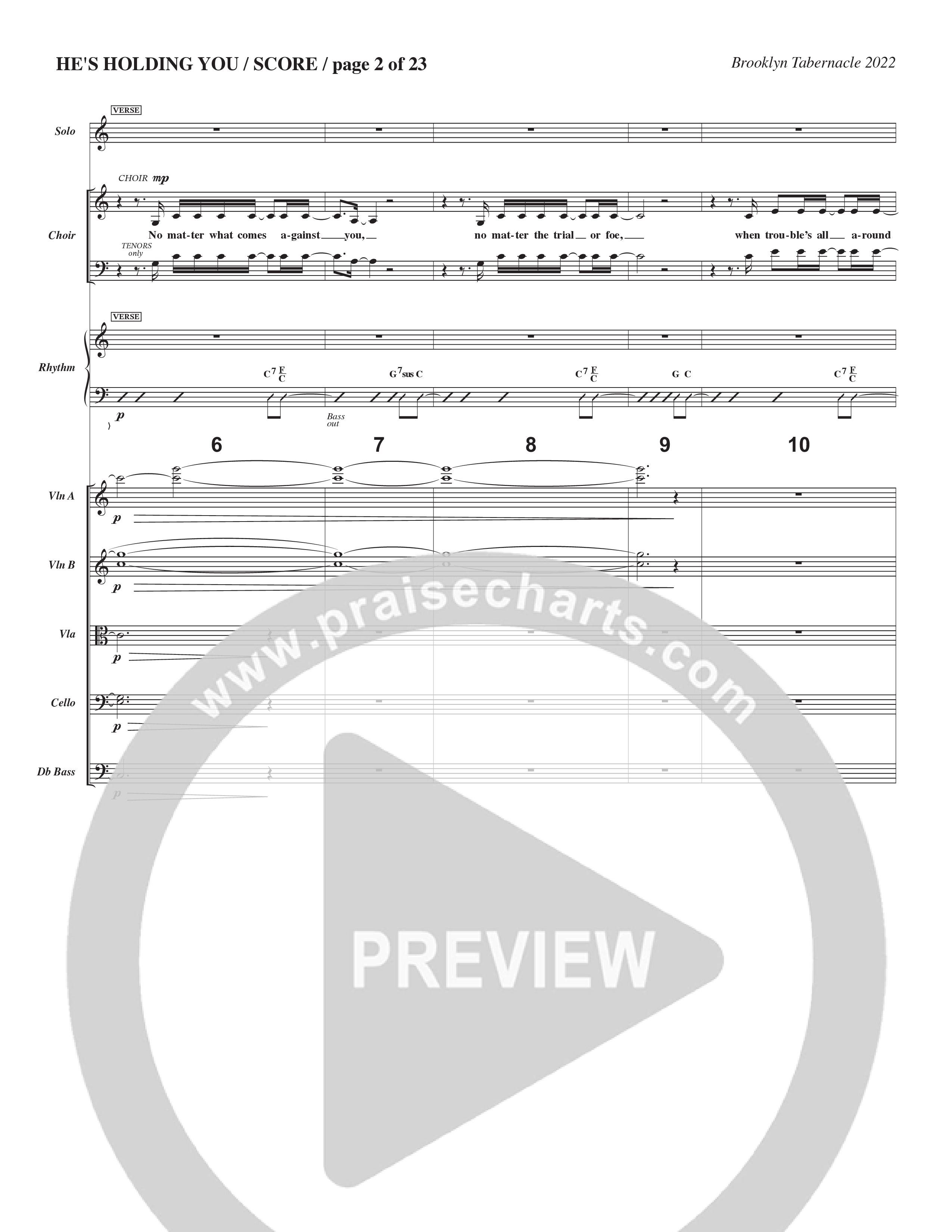 He’s Holding You (Choral Anthem SATB) Orchestration (The Brooklyn Tabernacle Choir / TaRanda Greene / Arr. Carol Cymbala / Orch. J. Daniel Smith)