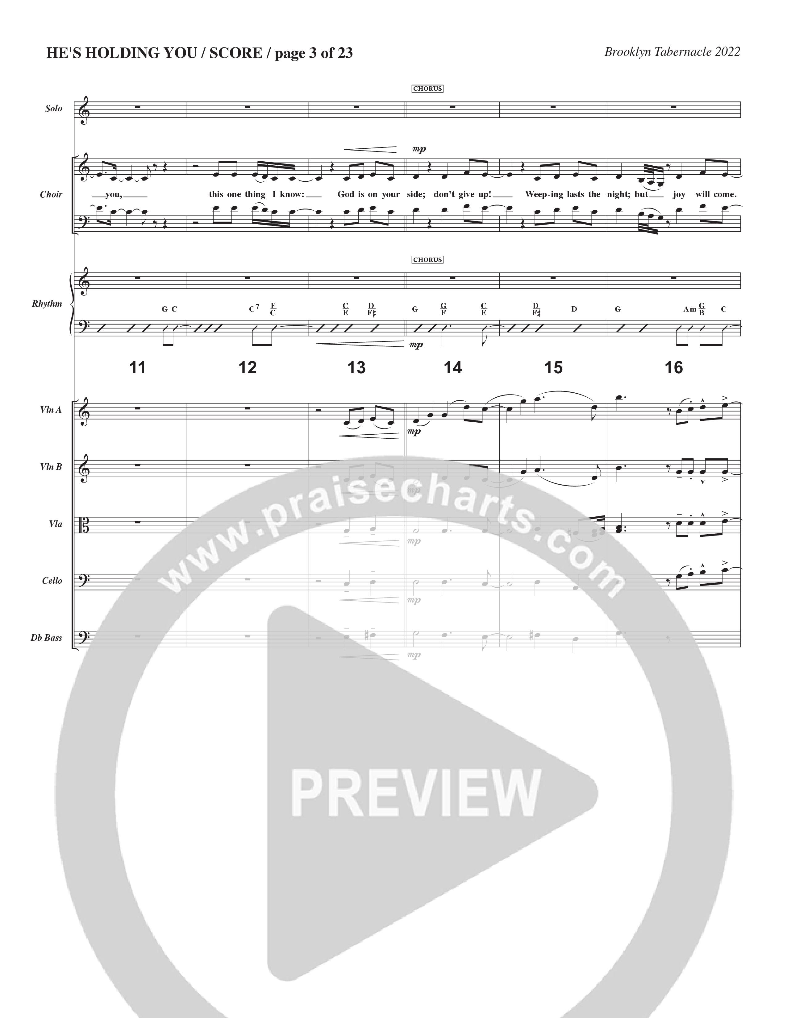 He’s Holding You (Choral Anthem SATB) Orchestration (The Brooklyn Tabernacle Choir / TaRanda Greene / Arr. Carol Cymbala / Orch. J. Daniel Smith)
