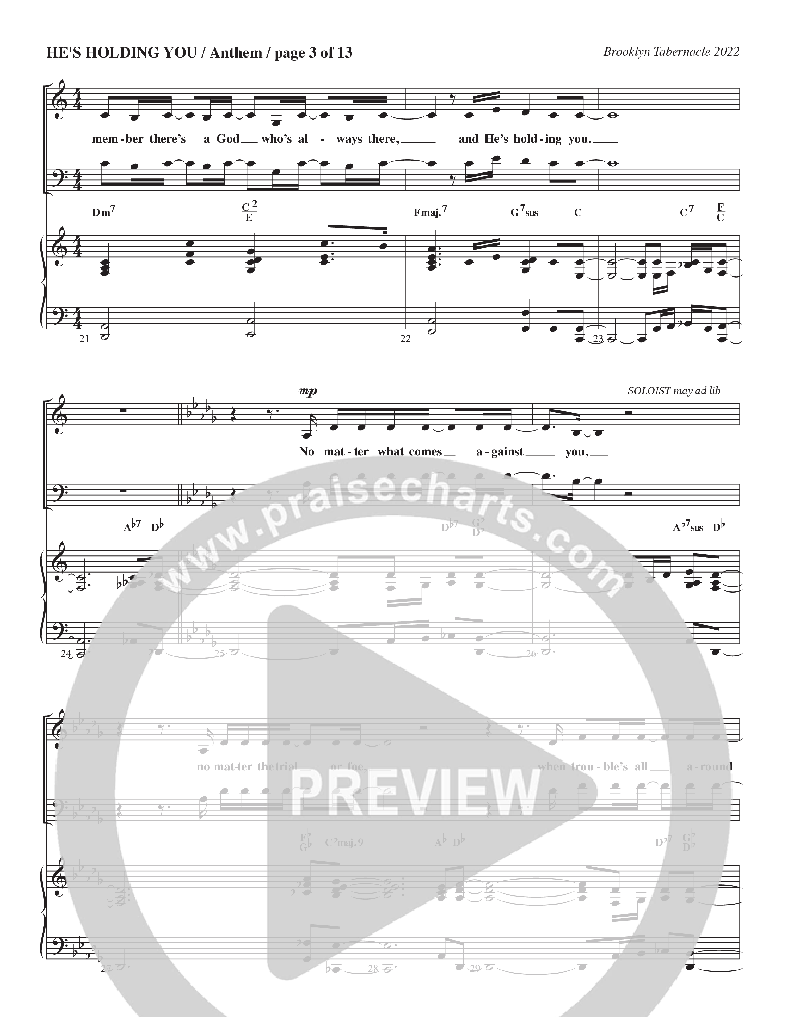 He’s Holding You (Choral Anthem SATB) Anthem (SATB/Piano) (The Brooklyn Tabernacle Choir / TaRanda Greene / Arr. Carol Cymbala / Orch. J. Daniel Smith)