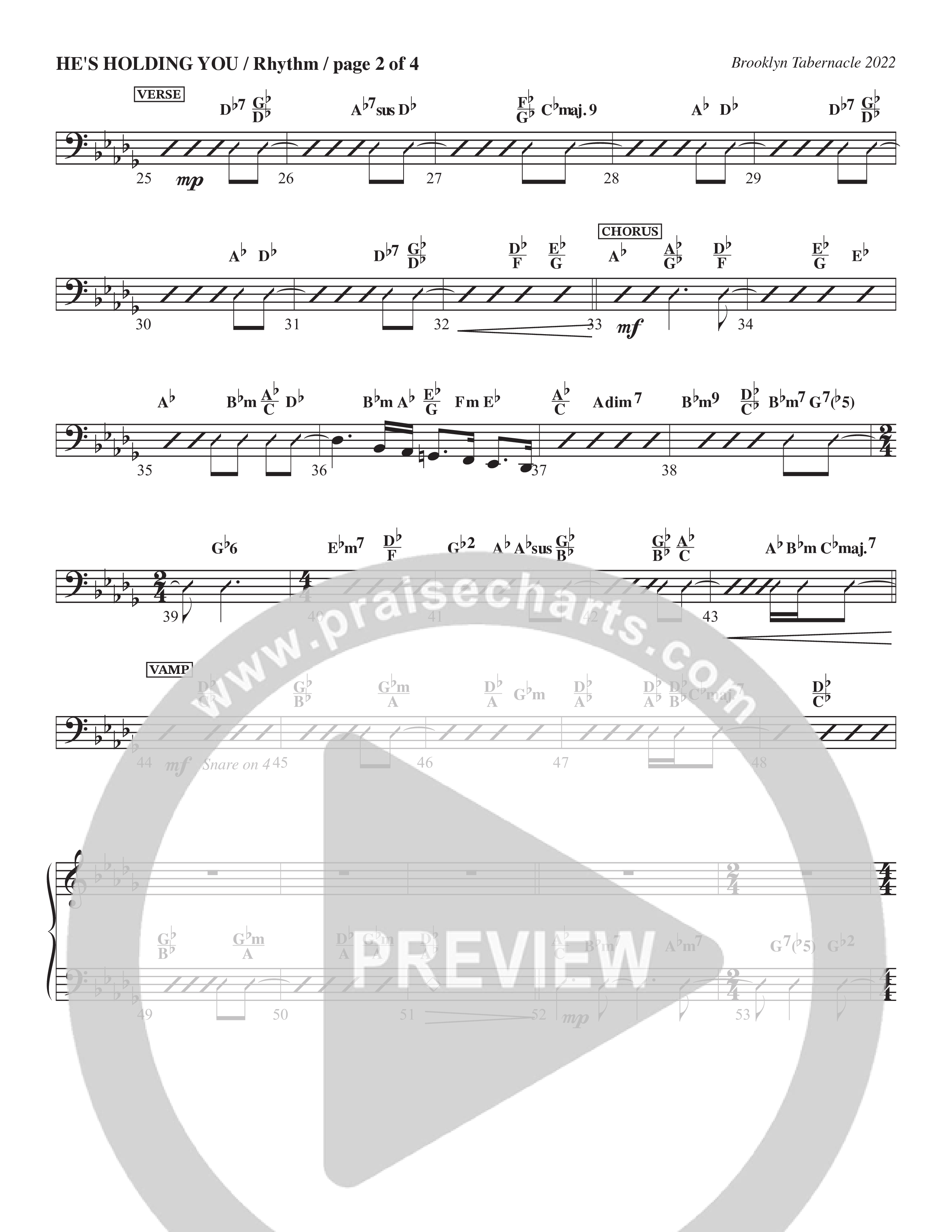 He’s Holding You (Choral Anthem SATB) Rhythm Chart (The Brooklyn Tabernacle Choir / TaRanda Greene / Arr. Carol Cymbala / Orch. J. Daniel Smith)
