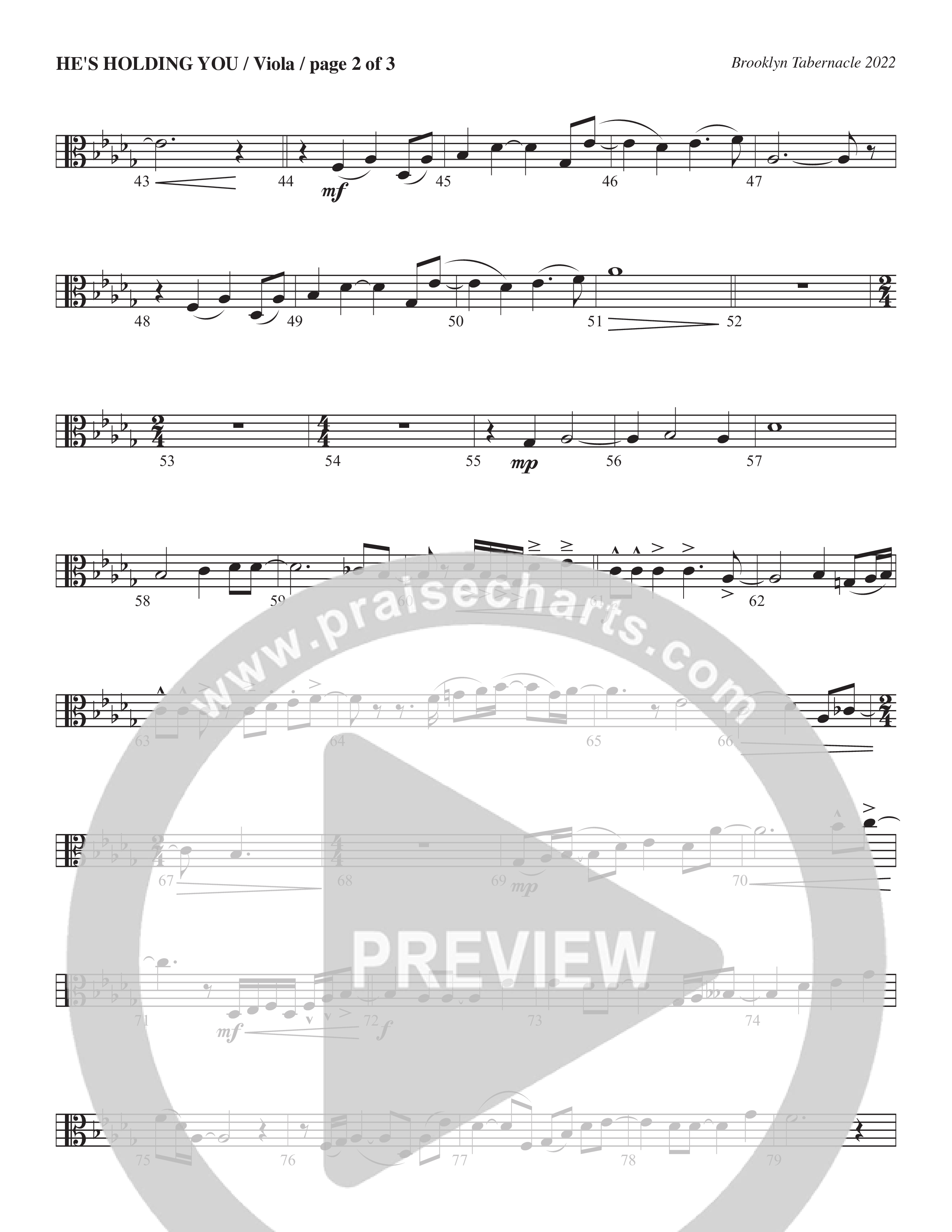 He’s Holding You (Choral Anthem SATB) Viola (The Brooklyn Tabernacle Choir / TaRanda Greene / Arr. Carol Cymbala / Orch. J. Daniel Smith)