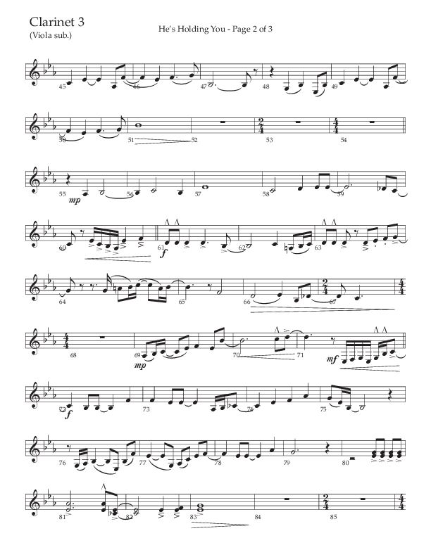 He’s Holding You (Choral Anthem SATB) Clarinet 3 (The Brooklyn Tabernacle Choir / TaRanda Greene / Arr. Carol Cymbala / Orch. J. Daniel Smith)