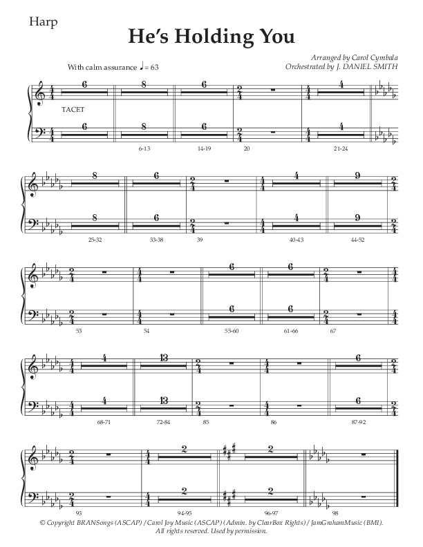 He’s Holding You (Choral Anthem SATB) Harp (The Brooklyn Tabernacle Choir / TaRanda Greene / Arr. Carol Cymbala / Orch. J. Daniel Smith)