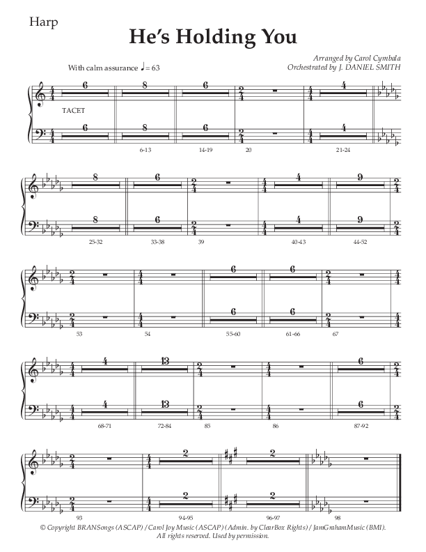 He’s Holding You (Choral Anthem SATB) Harp (The Brooklyn Tabernacle Choir / TaRanda Greene / Arr. Carol Cymbala / Orch. J. Daniel Smith)