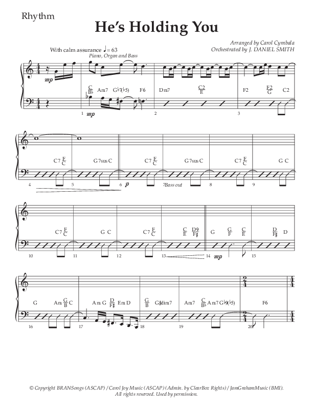 He’s Holding You (Choral Anthem SATB) Rhythm Chart (The Brooklyn Tabernacle Choir / TaRanda Greene / Arr. Carol Cymbala / Orch. J. Daniel Smith)