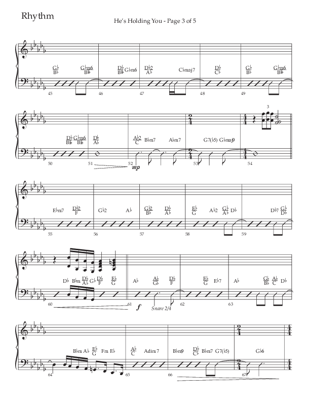 He’s Holding You (Choral Anthem SATB) Rhythm Chart (The Brooklyn Tabernacle Choir / TaRanda Greene / Arr. Carol Cymbala / Orch. J. Daniel Smith)