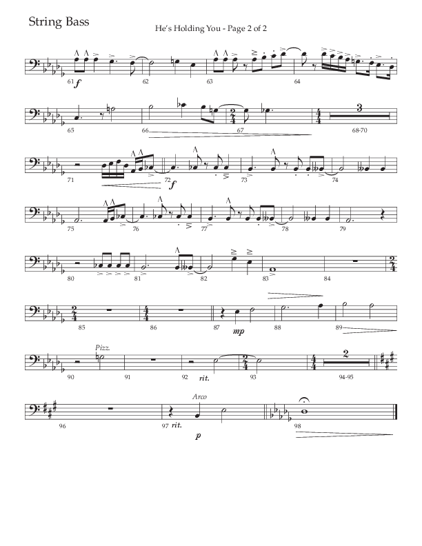 He’s Holding You (Choral Anthem SATB) String Bass (The Brooklyn Tabernacle Choir / TaRanda Greene / Arr. Carol Cymbala / Orch. J. Daniel Smith)