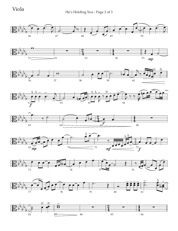 He’s Holding You (Choral Anthem SATB) Viola (The Brooklyn Tabernacle Choir / TaRanda Greene / Arr. Carol Cymbala / Orch. J. Daniel Smith)
