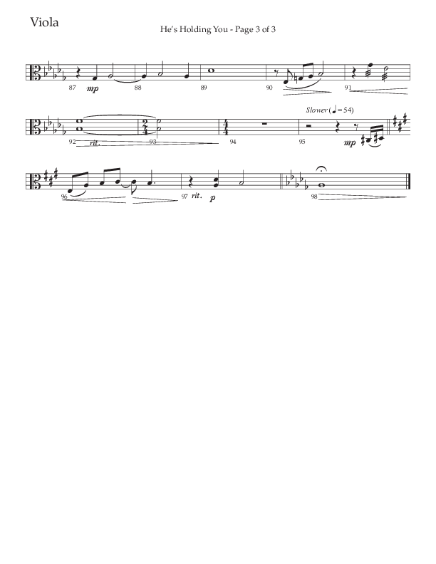 He’s Holding You (Choral Anthem SATB) Viola (The Brooklyn Tabernacle Choir / TaRanda Greene / Arr. Carol Cymbala / Orch. J. Daniel Smith)