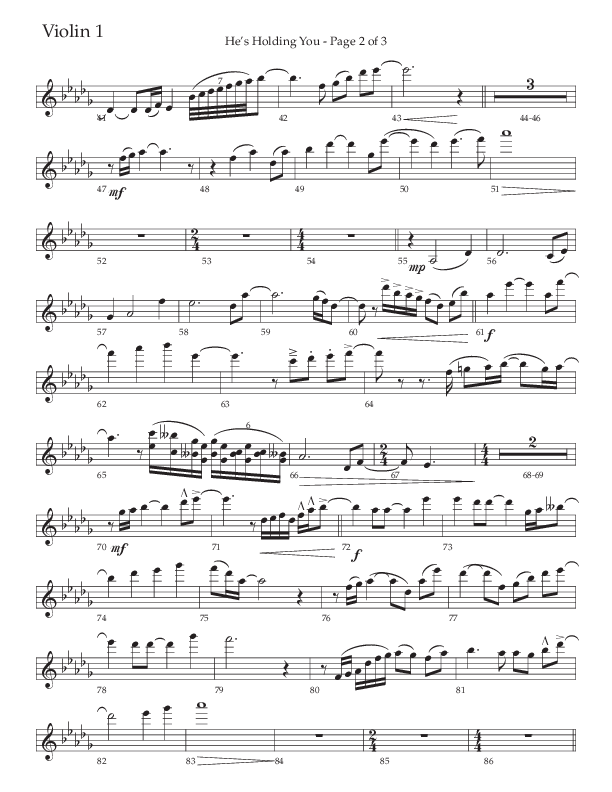 He’s Holding You (Choral Anthem SATB) Violin 1 (The Brooklyn Tabernacle Choir / TaRanda Greene / Arr. Carol Cymbala / Orch. J. Daniel Smith)
