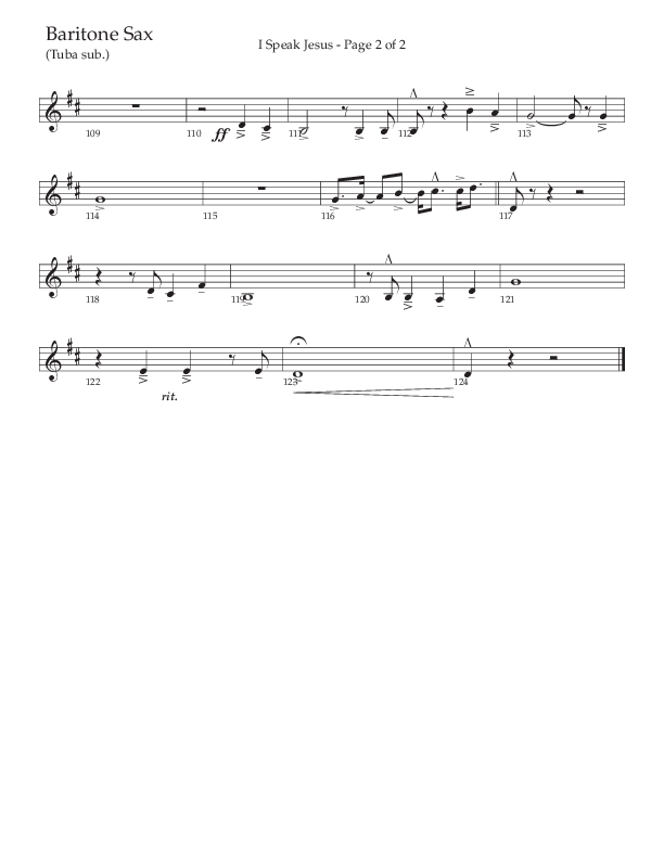 I Speak Jesus (Choral Anthem SATB) Bari Sax (The Brooklyn Tabernacle Choir / Arr. Carol Cymbala / Orch. J. Daniel Smith)
