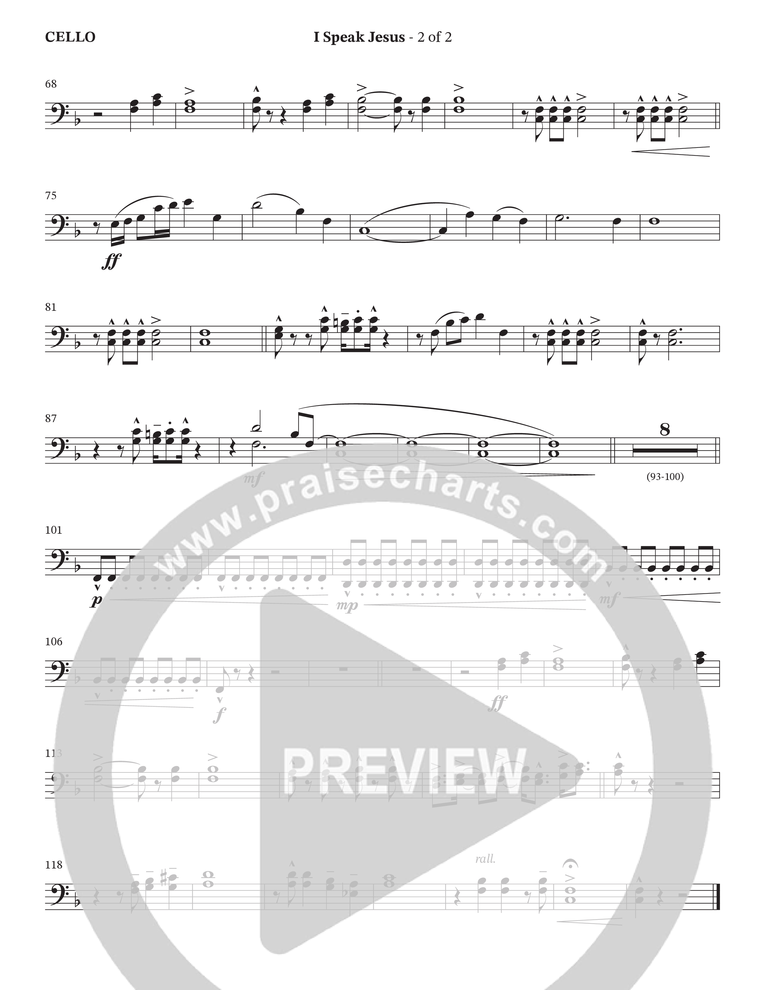 I Speak Jesus (Choral Anthem SATB) Cello (The Brooklyn Tabernacle Choir / Arr. Carol Cymbala / Orch. J. Daniel Smith)