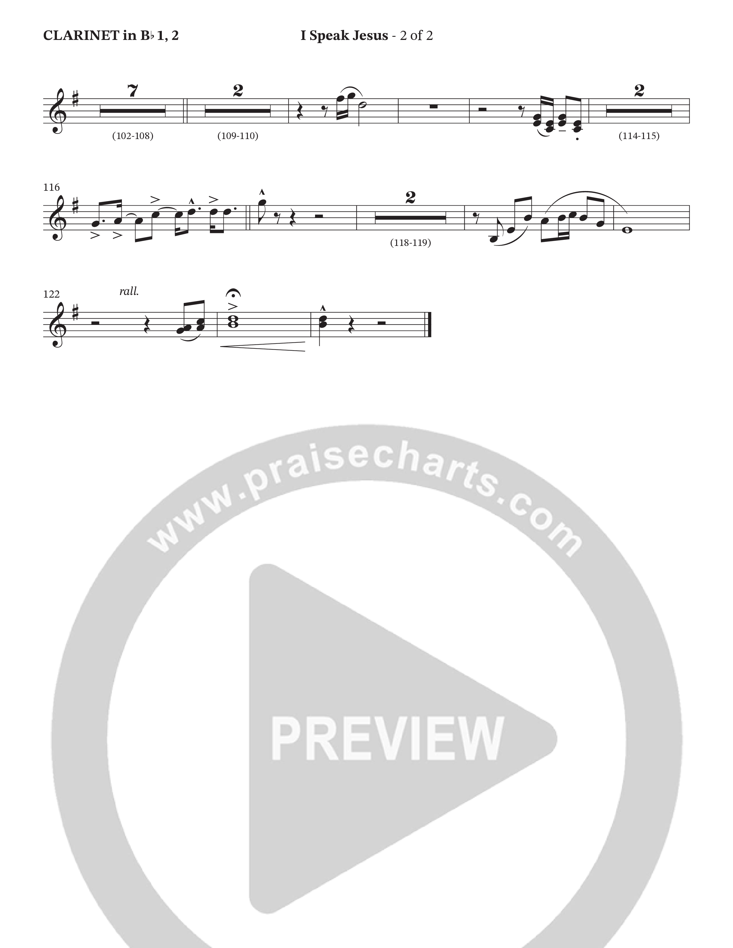 I Speak Jesus (Choral Anthem SATB) Clarinet (The Brooklyn Tabernacle Choir / Arr. Carol Cymbala / Orch. J. Daniel Smith)