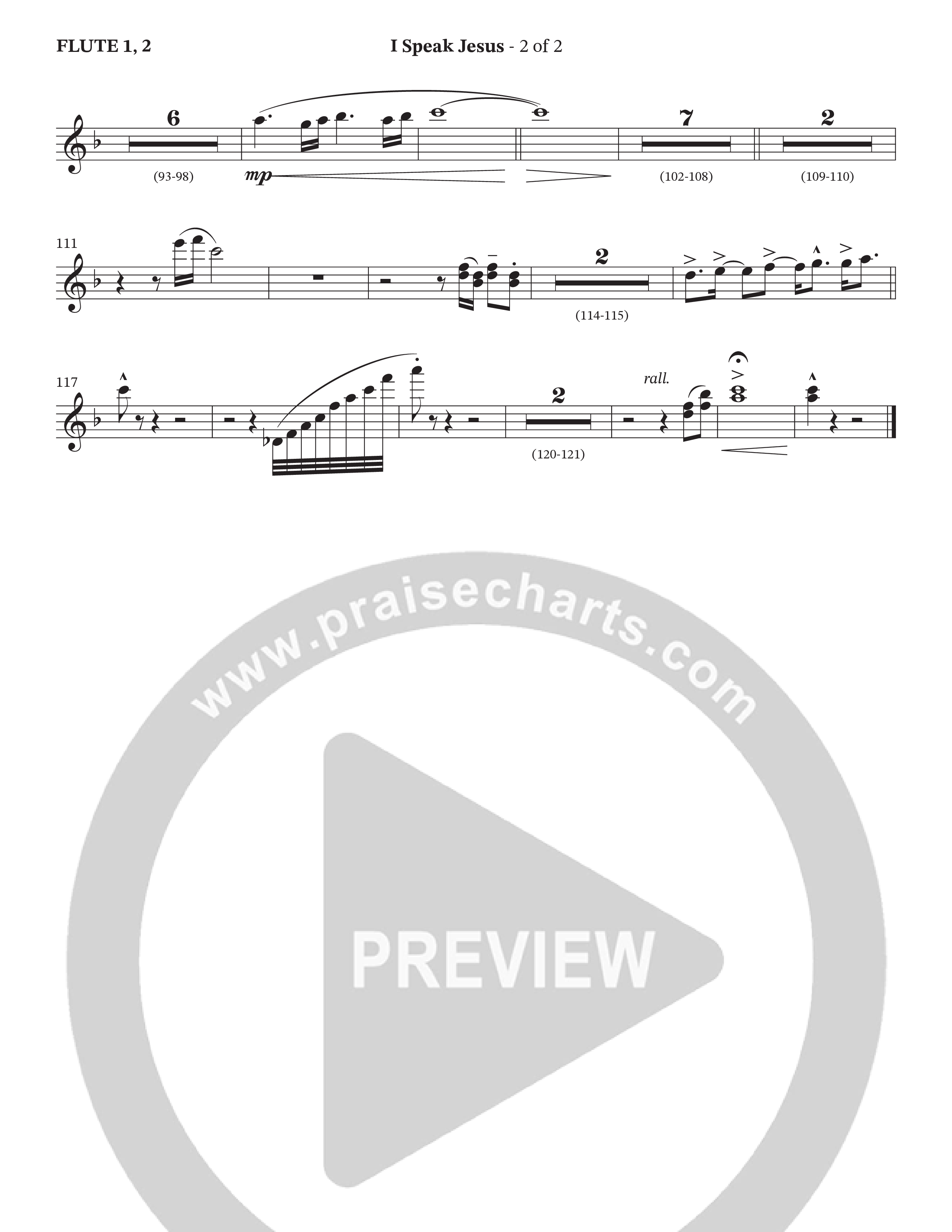 I Speak Jesus (Choral Anthem SATB) Flute 1/2 (The Brooklyn Tabernacle Choir / Arr. Carol Cymbala / Orch. J. Daniel Smith)