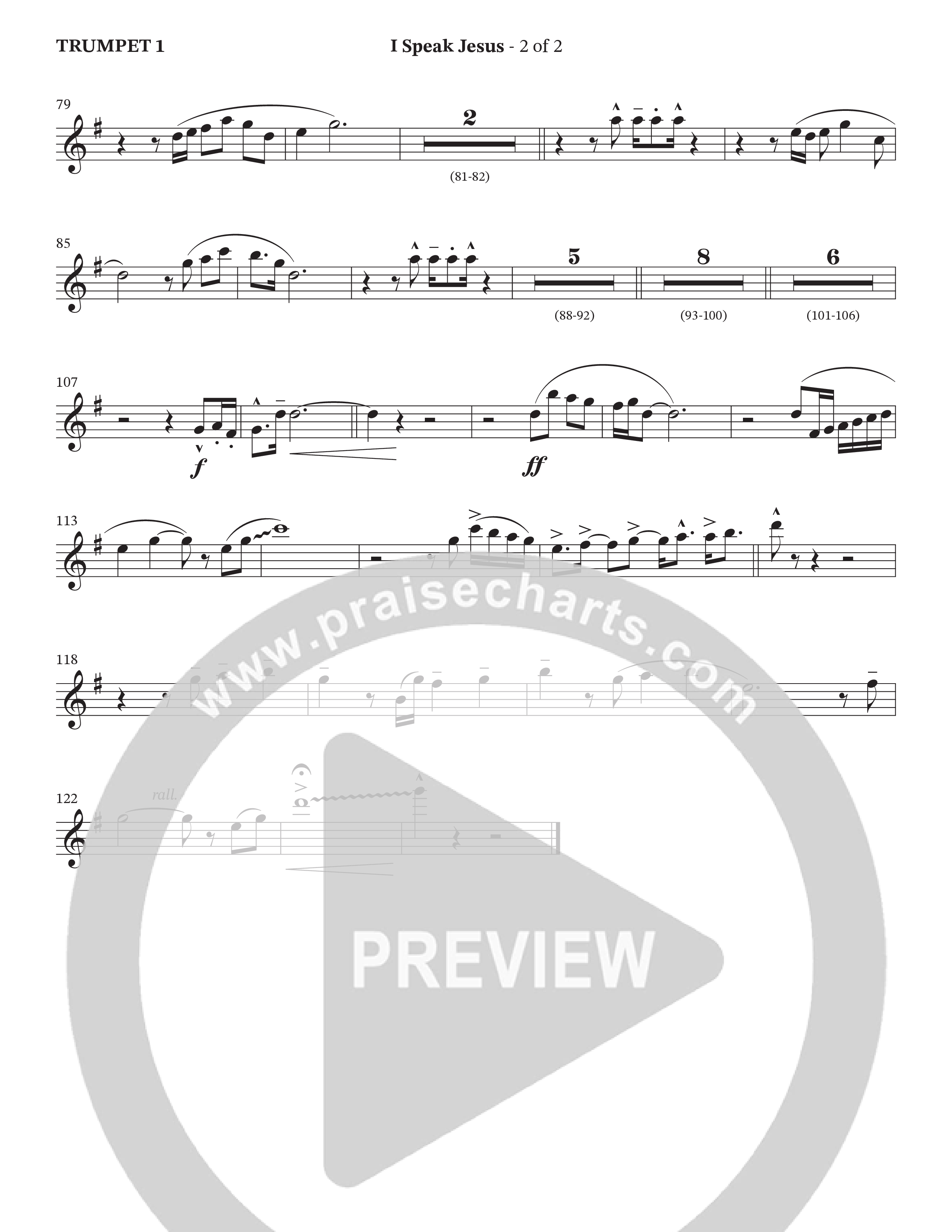 I Speak Jesus (Choral Anthem SATB) Trumpet 1 (The Brooklyn Tabernacle Choir / Arr. Carol Cymbala / Orch. J. Daniel Smith)