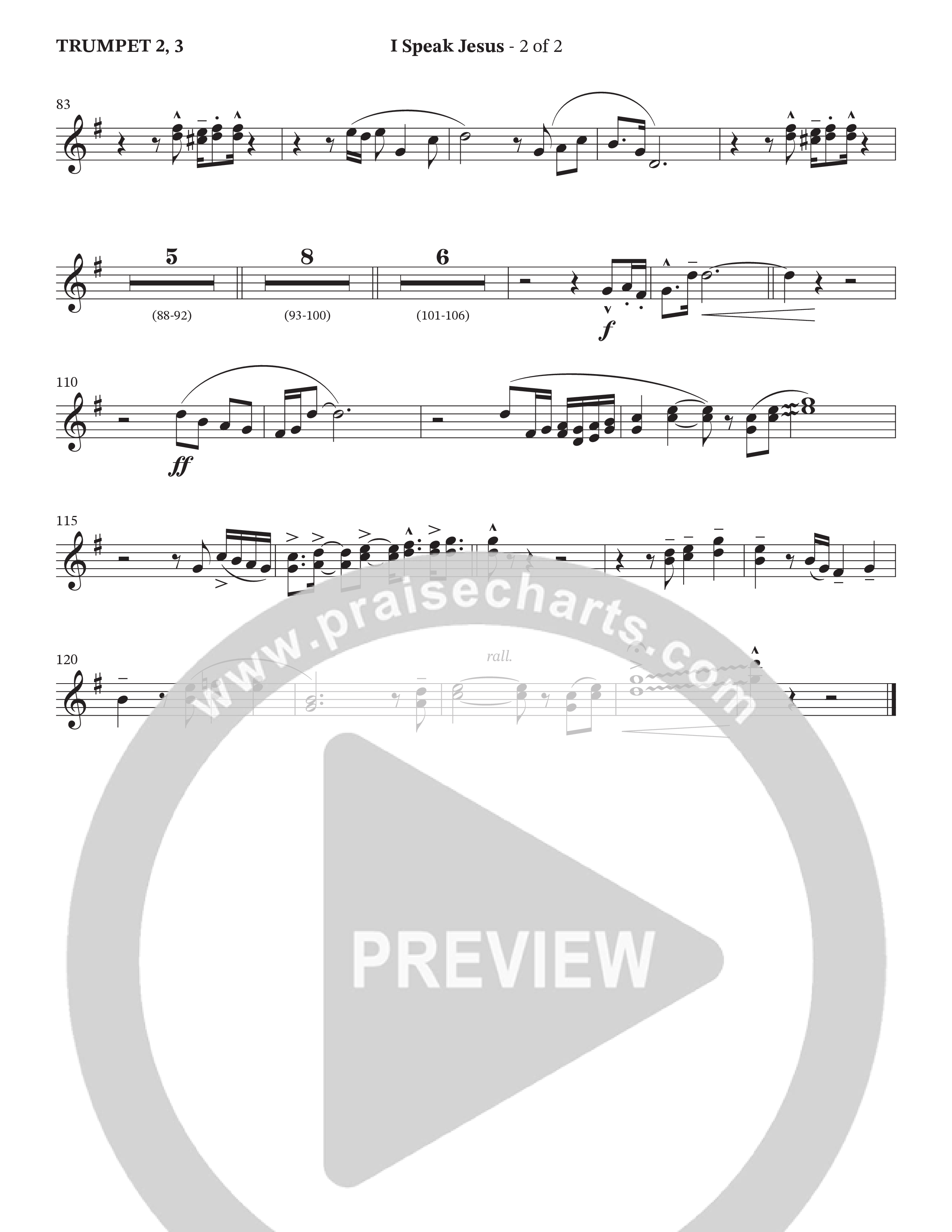 I Speak Jesus (Choral Anthem SATB) Trumpet 2/3 (The Brooklyn Tabernacle Choir / Arr. Carol Cymbala / Orch. J. Daniel Smith)