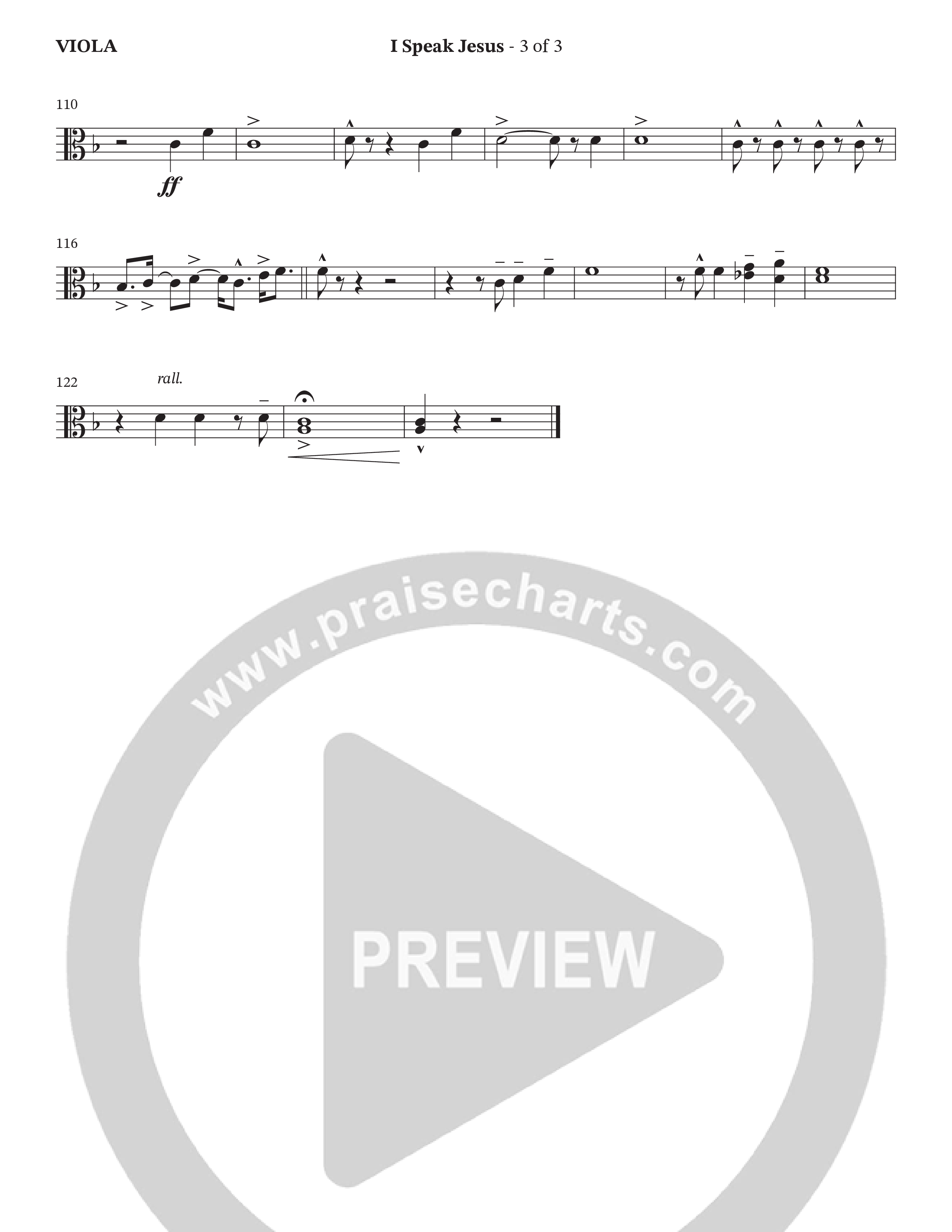 I Speak Jesus (Choral Anthem SATB) Viola (The Brooklyn Tabernacle Choir / Arr. Carol Cymbala / Orch. J. Daniel Smith)