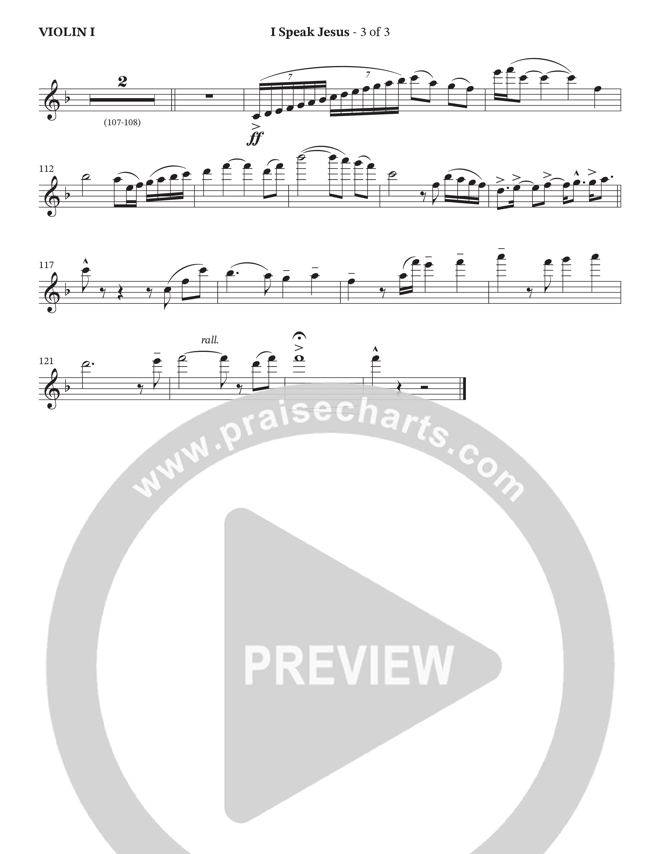 I Speak Jesus (Choral Anthem SATB) Violin 1 (The Brooklyn Tabernacle Choir / Arr. Carol Cymbala / Orch. J. Daniel Smith)