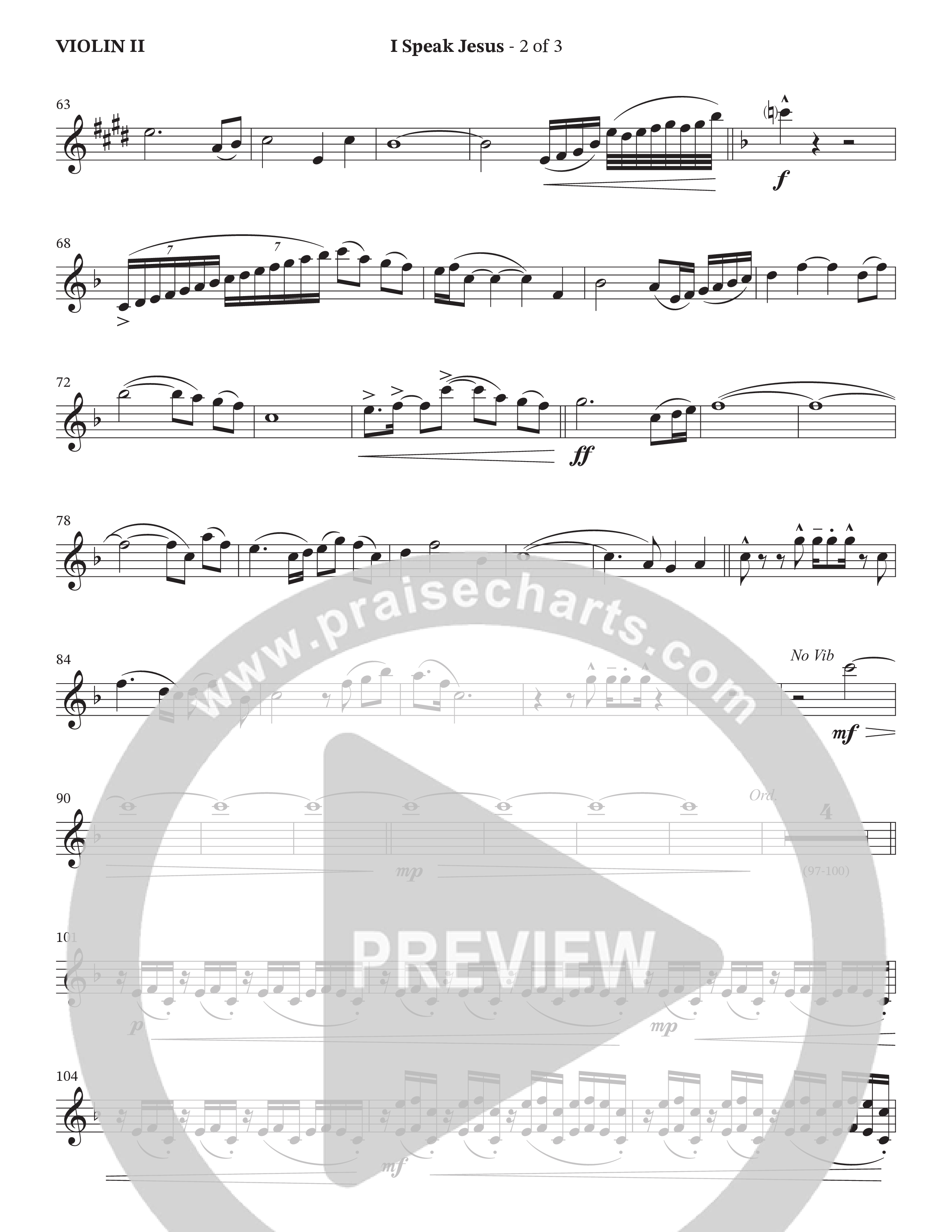 I Speak Jesus (Choral Anthem SATB) Violin 2 (The Brooklyn Tabernacle Choir / Arr. Carol Cymbala / Orch. J. Daniel Smith)