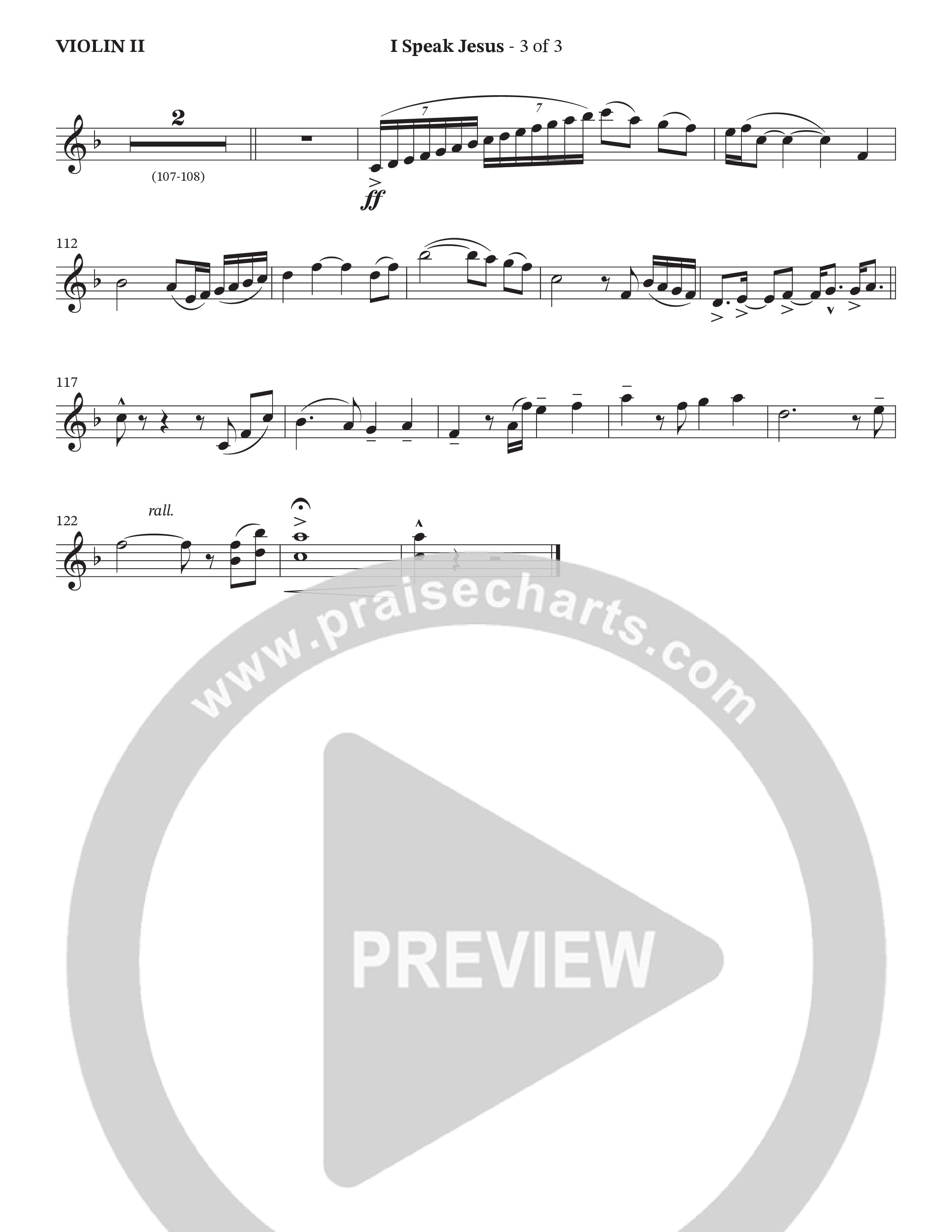 I Speak Jesus (Choral Anthem SATB) Violin 2 (The Brooklyn Tabernacle Choir / Arr. Carol Cymbala / Orch. J. Daniel Smith)