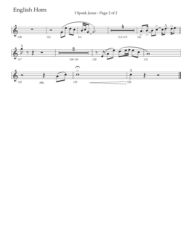 I Speak Jesus (Choral Anthem SATB) English Horn (The Brooklyn Tabernacle Choir / Arr. Carol Cymbala / Orch. J. Daniel Smith)