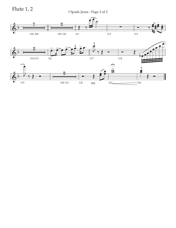 I Speak Jesus (Choral Anthem SATB) Flute 1/2 (The Brooklyn Tabernacle Choir / Arr. Carol Cymbala / Orch. J. Daniel Smith)