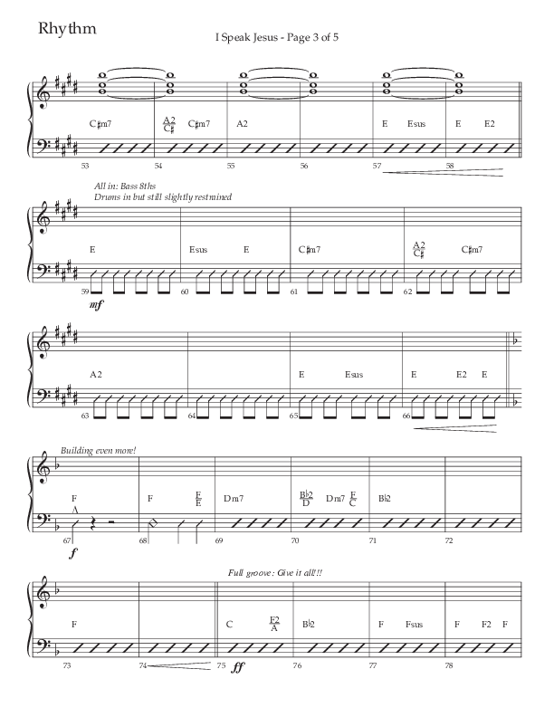 I Speak Jesus (Choral Anthem SATB) Rhythm Chart (The Brooklyn Tabernacle Choir / Arr. Carol Cymbala / Orch. J. Daniel Smith)