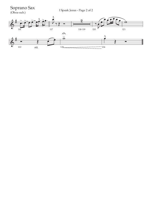 I Speak Jesus (Choral Anthem SATB) Soprano Sax (The Brooklyn Tabernacle Choir / Arr. Carol Cymbala / Orch. J. Daniel Smith)