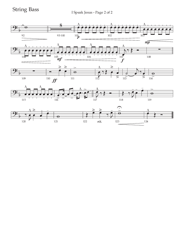 I Speak Jesus (Choral Anthem SATB) String Bass (The Brooklyn Tabernacle Choir / Arr. Carol Cymbala / Orch. J. Daniel Smith)