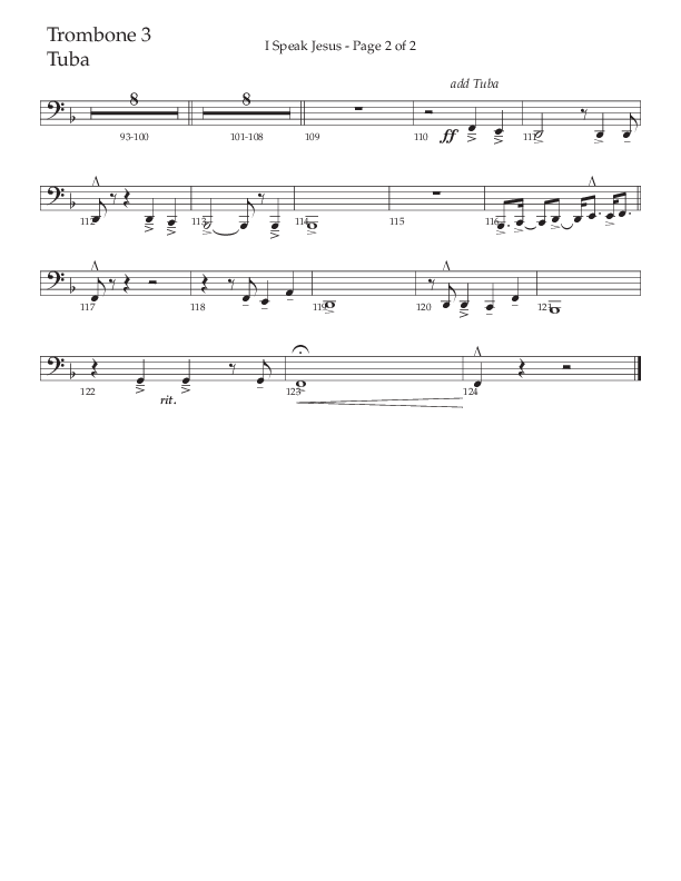 I Speak Jesus (Choral Anthem SATB) Trombone 3/Tuba (The Brooklyn Tabernacle Choir / Arr. Carol Cymbala / Orch. J. Daniel Smith)