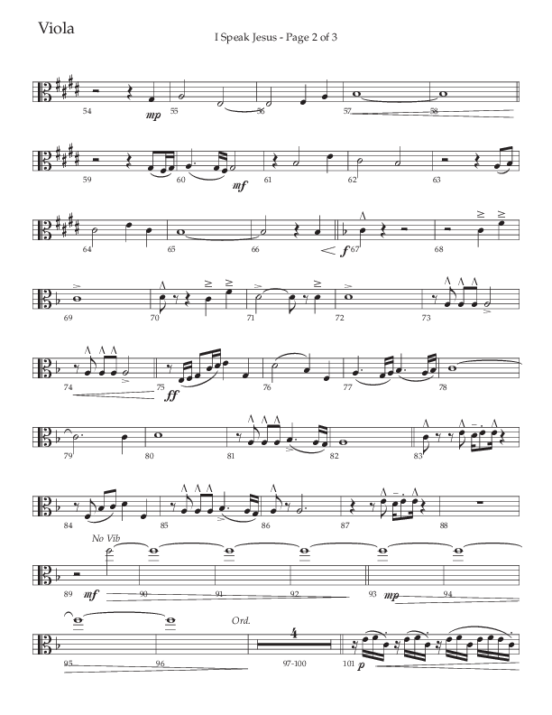 I Speak Jesus (Choral Anthem SATB) Viola (The Brooklyn Tabernacle Choir / Arr. Carol Cymbala / Orch. J. Daniel Smith)
