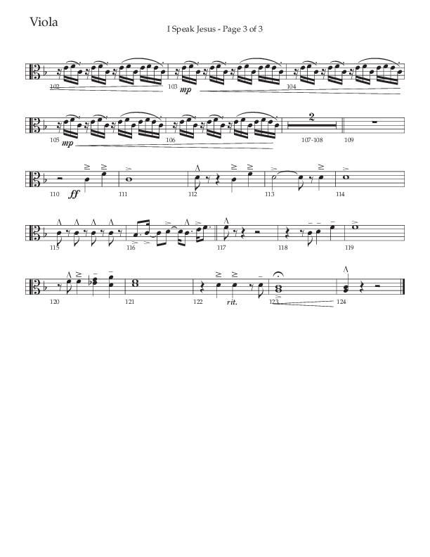 I Speak Jesus (Choral Anthem SATB) Viola (The Brooklyn Tabernacle Choir / Arr. Carol Cymbala / Orch. J. Daniel Smith)